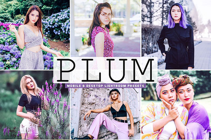 40 پریست لایت روم و پریست کمرا راو و اکشن فتوشاپ تم بنفش Plum Pro Lightroom Presets 40 پریست لایت روم و پریست کمرا راو و اکشن فتوشاپ تم بنفش Plum Pro Lightroom Presets
