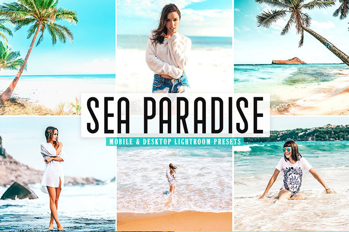40 پریست لایت روم و پریست کمرا راو و اکشن فتوشاپ تم بهشت دریا Sea Paradise Pro Lightroom Presets 40 پریست لایت روم و پریست کمرا راو و اکشن فتوشاپ تم بهشت دریا Sea Paradise Pro Lightroom Presets