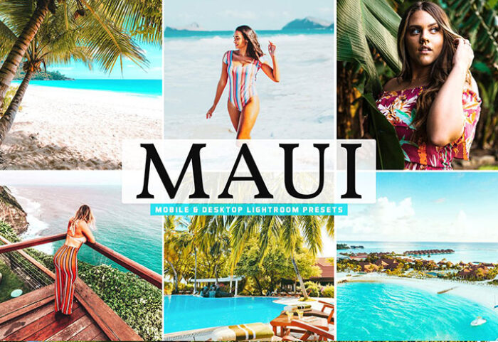 40 پریست لایت روم و پریست کمرا راو و اکشن فتوشاپ تم ماوی هاوایی Maui Pro Lightroom Presets