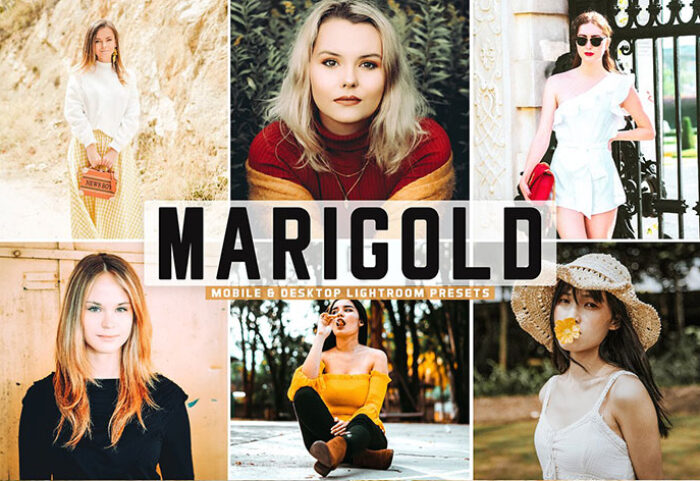 40 پریست لایت روم و کمرا راو و اکشن فتوشاپ تم بهاری Marigold Pro Lightroom Presets