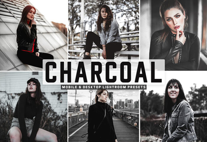 40 پریست لایت روم و کمرا راو و اکشن فتوشاپ تم زغالی Charcoal Pro Lightroom Presets