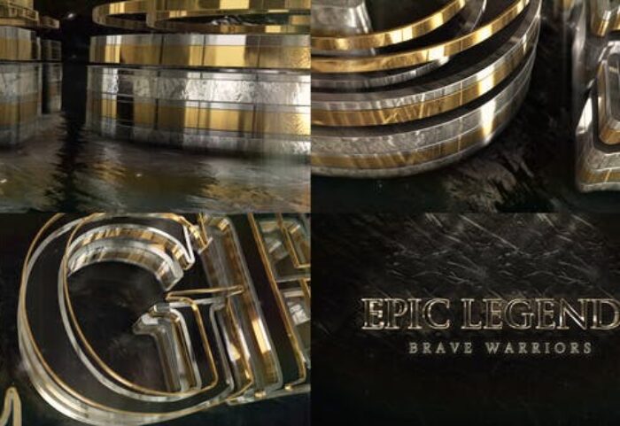 پروژه آماده افتر افکت با موزیک لوگو 3 بعدی طلایی Epic Gold Silver Logo