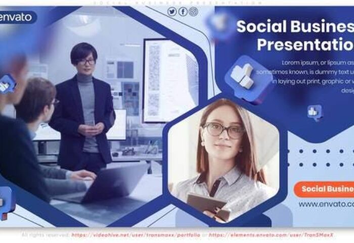 پروژه افتر افکت با موزیک معرفی شرکت و جوامع مجازی Social Business Presentation