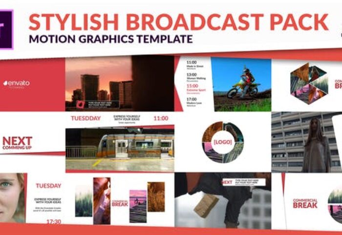 پروژه پریمیر با موزیک رزولوشن 4K اعلام برنامه تلویزیون Clean TV - Stylish Broadcast Pack