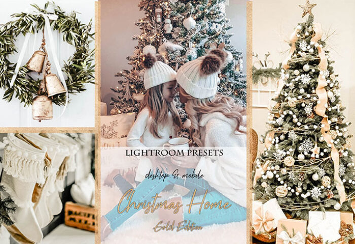 پریست لایت روم دسکتاپ و موبایل تم طلایی کریسمس Christmas Home Gold Edition Lightroom Presets