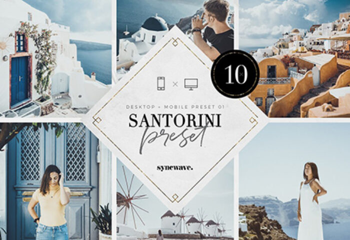 10 پریست لایت روم حرفه ای تم روشن Santorini Lightroom Presets Bundle