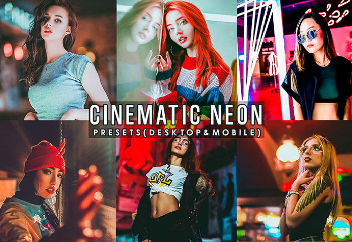 12 پریست لایت روم پرتره سینمایی و پریست کمرا راو فتوشاپ Cinematic Neon Portrait Presets
