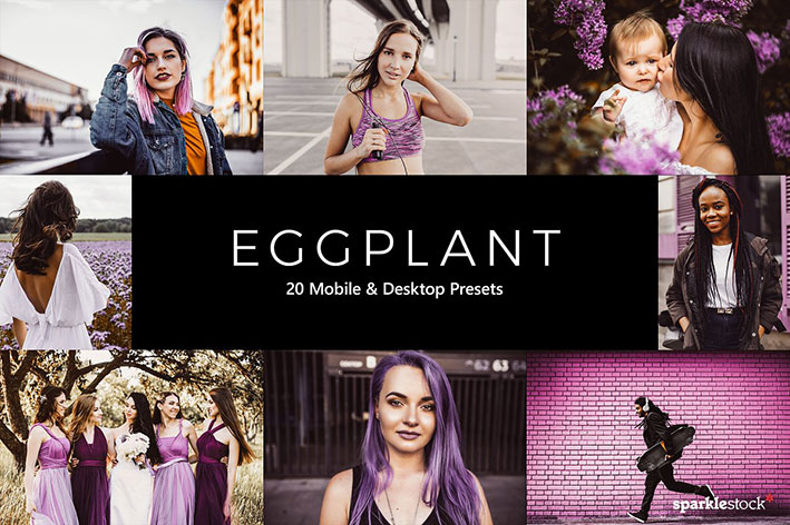 20 پریست لایت روم و پریست کمرا راو و لات رنگی تم رنگی بادمجانی Eggplant Lightroom Presets & LUTs 20 پریست لایت روم و پریست کمرا راو و لات رنگی تم رنگی بادمجانی Eggplant Lightroom Presets & LUTs