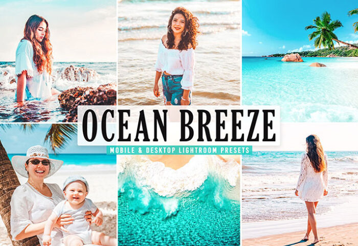 40 پریست لایت روم و Camera Raw و اکشن فتوشاپ تم نسیم اقیانوس Ocean Breeze Mobile & Desktop Lightroom Presets