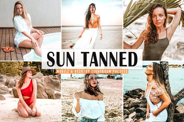 40 پریست لایت روم و پریست کمرا راو و اکشن فتوشاپ تم برنزه Sun Tanned Pro Lightroom Presets