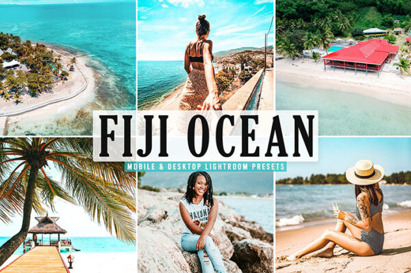 40 پریست لایت روم و کمرا راو و اکشن فتوشاپ تم اقیانوس فیجی Fiji Ocean Lightroom Presets