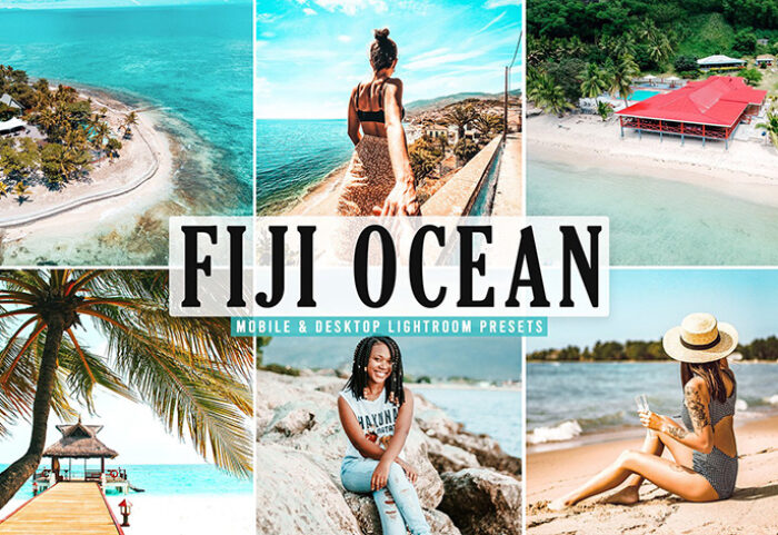 40 پریست لایت روم و کمرا راو و اکشن فتوشاپ تم اقیانوس فیجی Fiji Ocean Lightroom Presets