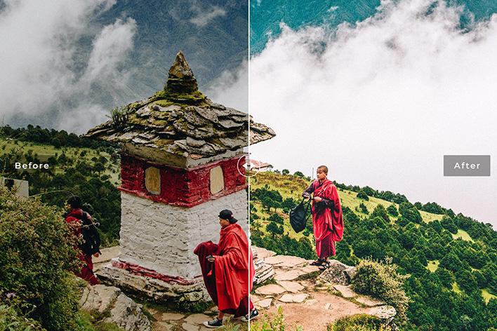 40 پریست لایت روم و کمرا راو و اکشن فتوشاپ تم کشور بوتان Bhutan Lightroom Presets 40 پریست لایت روم و کمرا راو و اکشن فتوشاپ تم کشور بوتان Bhutan Lightroom Presets