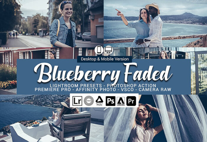 20 پریست لایت روم حرفه ای تم آبی بلوبری Blueberry faded Presets