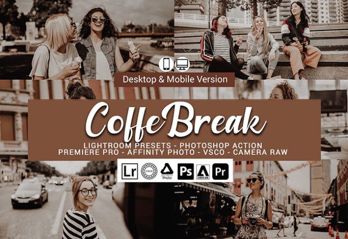 20 پریست لایت روم رنگی و اکشن و لات رنگی فتوشاپ Coffee Break Lightroom Presets