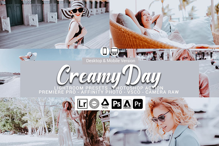 20 پریست لایت روم رنگی و اکشن و لات رنگی فتوشاپ Creamy Day Lightroom Presets 20 پریست لایت روم رنگی و اکشن و لات رنگی فتوشاپ Creamy Day Lightroom Presets