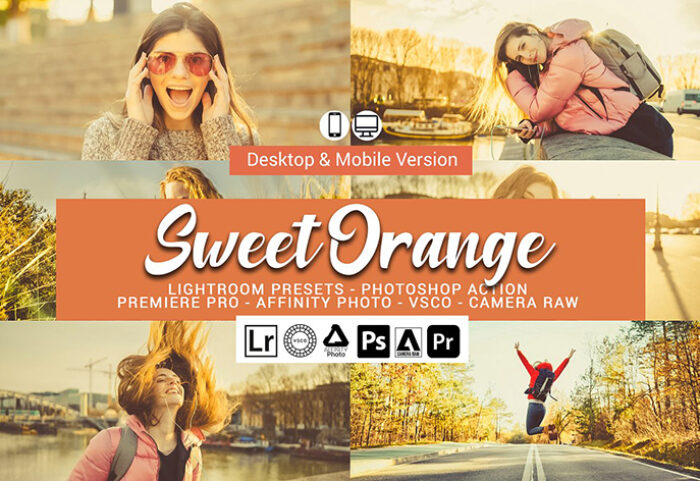 20 پریست لایت روم رنگی و اکشن و لات رنگی فتوشاپ Sweet Orange Lightroom Presets