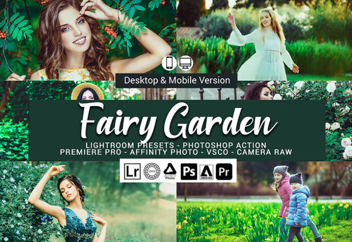 20 پریست لایت روم رنگی و لات رنگی و اکشن فتوشاپ Fairy Garden Lightroom Presets