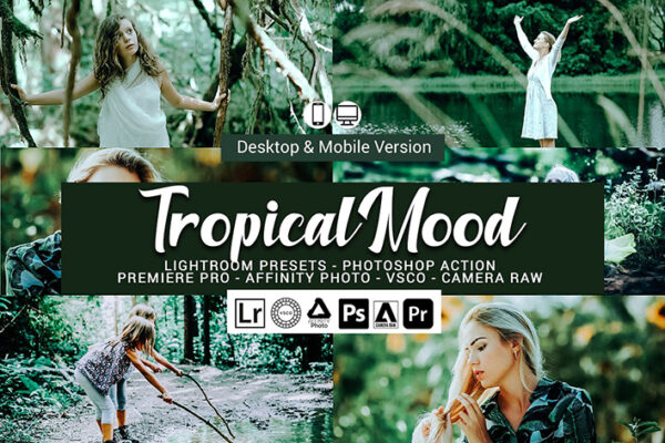 20 پریست لایت روم رنگی و لات رنگی و اکشن فتوشاپ Tropical Mood Lightroom Presets