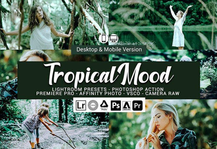 20 پریست لایت روم رنگی و لات رنگی و اکشن فتوشاپ Tropical Mood Lightroom Presets