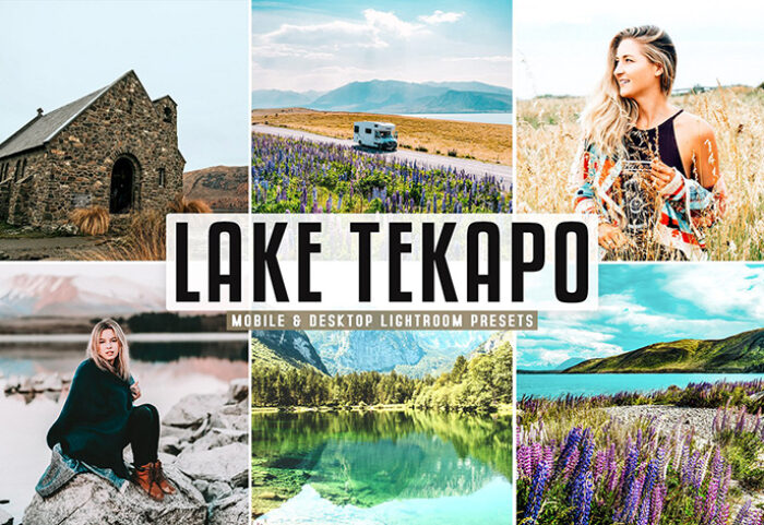 40 پریست لایت روم و کمرا راو و اکشن فتوشاپ تم دریاچه تکاپو Lake Tekapo Lightroom Presets