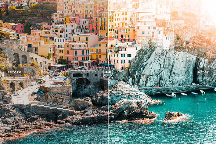 40 پریست لایت روم و کمرا راو و اکشن فتوشاپ تم مانارولا Manarola Lightroom Presets 40 پریست لایت روم و کمرا راو و اکشن فتوشاپ تم مانارولا Manarola Lightroom Presets