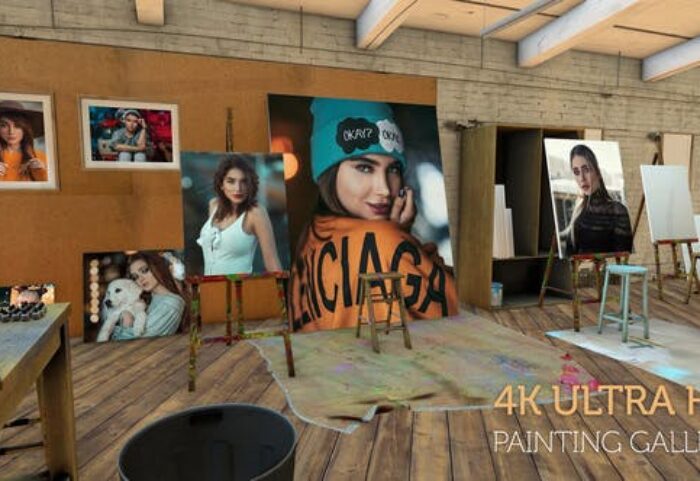 پروژه آماده افتر افکت هنری 2021 با موزیک Photos on canvas in an Artist studio