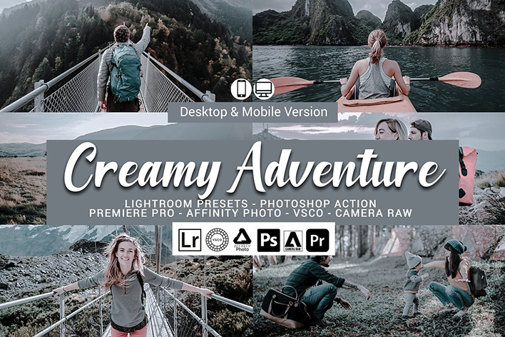 40 پریست لایت روم تم رنگی خاکستری Creamy Adventure Lightroom Presets 40 پریست لایت روم تم رنگی خاکستری Creamy Adventure Lightroom Presets