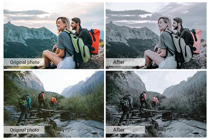 40 پریست لایت روم تم رنگی خاکستری Creamy Adventure Lightroom Presets