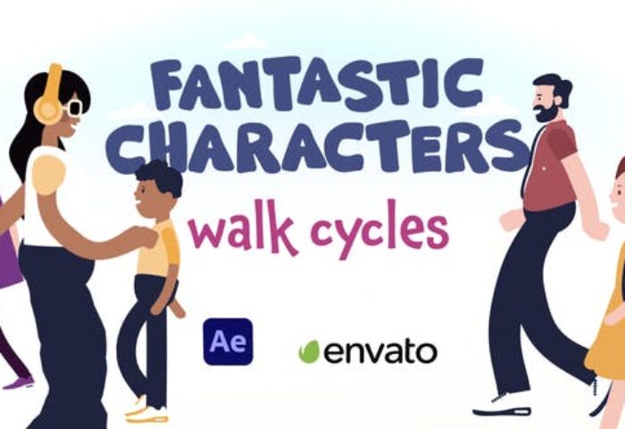 پروژه آماده افتر افکت با موزیک کاراکترهای در حال حرکت Fantastic Characters Walk Cycles