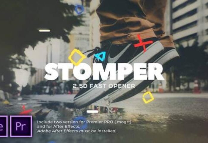 پروژه آماده پریمیر اسلایدشو با موزیک افکت پارالاکس Stomper Fast Opener