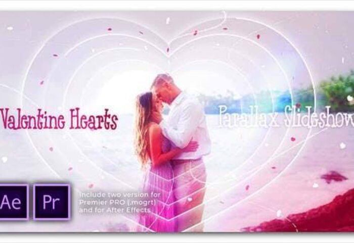پروژه پریمیر اسلایدشو با موزیک پارالاکس ولنتاین Valentine Hearts Parallax Slideshow