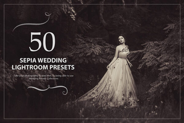 50 پریست لایت روم حرفه ای عروسی افکت قهوه ای Sepia Wedding Lightroom Presets