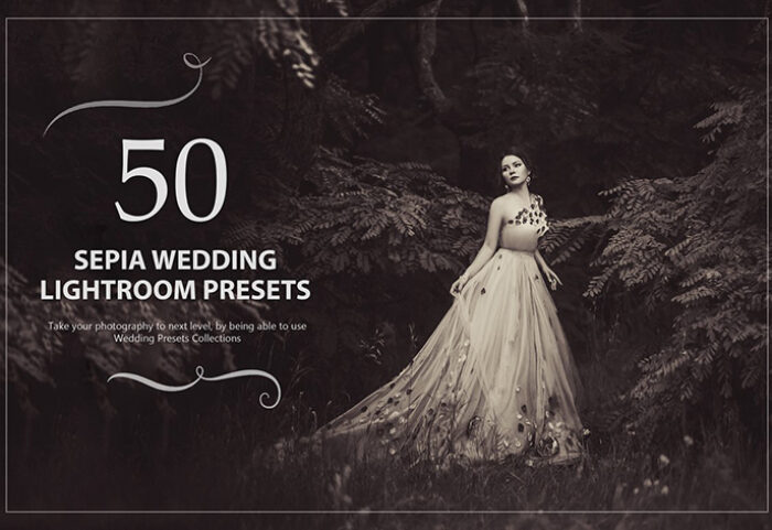 50 پریست لایت روم حرفه ای عروسی افکت قهوه ای Sepia Wedding Lightroom Presets