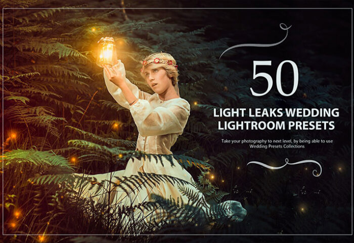 50 پریست لایت روم حرفه ای عروسی افکت نوری Light Leaks Wedding Presets