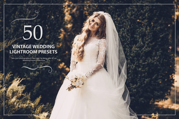 50 پریست لایت روم حرفه ای عروسی تم سینمایی Vintage Wedding Lightroom Presets