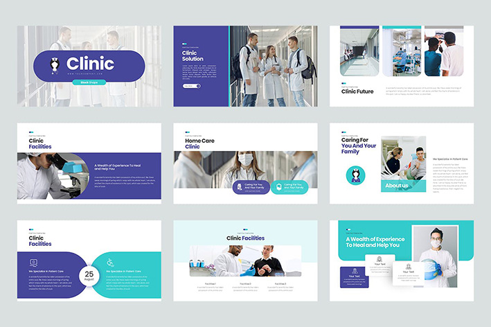 قالب پاورپوینت و گوگل اسلایدر تم کلینیک درمانی Clinic PowerPoint Presentation