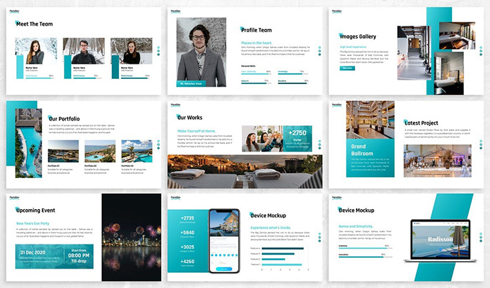 قالب پاورپوینت حرفه ای تور مسافرتی Paradiso Vacation Powerpoint Template