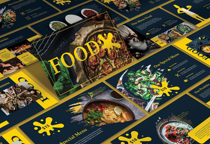 قالب پاورپوینت و گوگل اسلایدر تم غذایی FOOD Powerpoint Google Slides Template