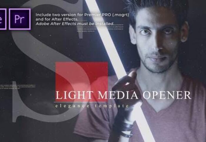 پروژه آماده پریمیر اسلایدشو با موزیک افکت پارالاکس Light Media Opener Slideshow