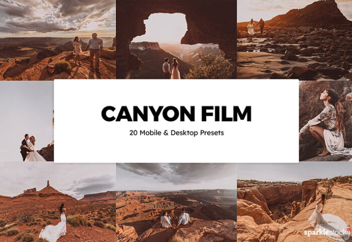 20 پریست لایت روم و لات رنگی سینمایی و پریست کمرا راو فتوشاپ Canyon Film Lightroom Presets