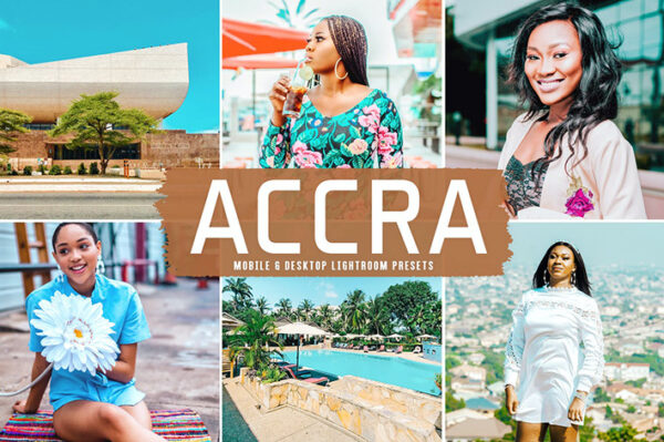 40 پریست لایت روم و پریست کمرا راو و اکشن فتوشاپ تم اکرا Accra Lightroom Presets
