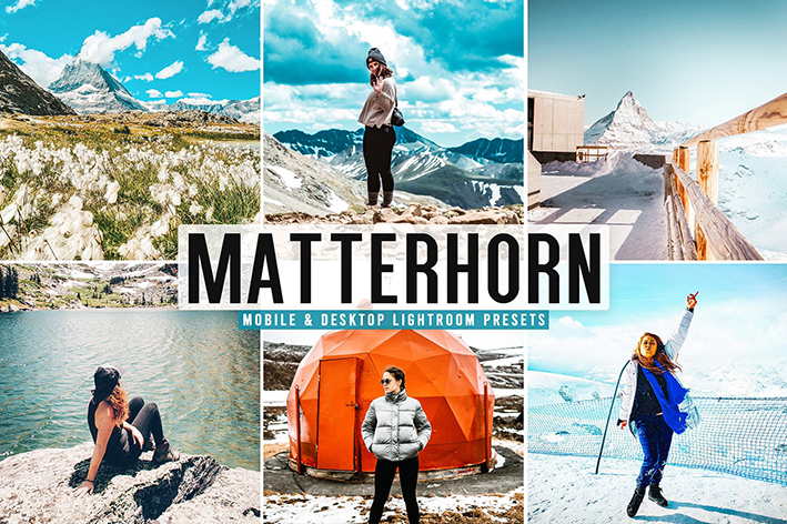 40 پریست لایت روم و کمرا راو و اکشن فتوشاپ تم ماترهورن Matterhorn Lightroom Presets 40 پریست لایت روم و کمرا راو و اکشن فتوشاپ تم ماترهورن Matterhorn Lightroom Presets