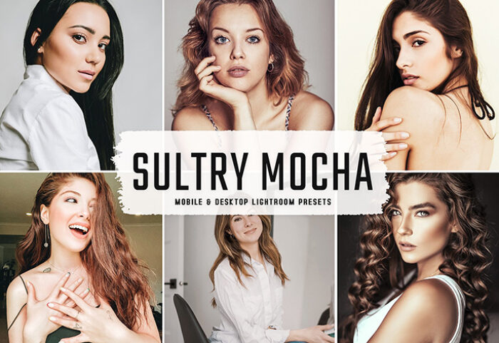40 پریست لایت روم پرتره و کمرا راو و اکشن فتوشاپ تم قهوه داغ Sultry Mocha Lightroom Presets