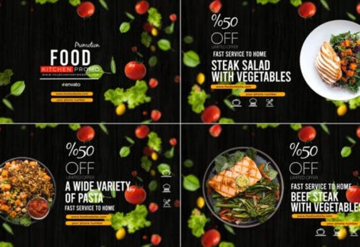 پروژه آماده افتر افکت حرفه ای 2021 با موزیک معرفی رستوران Food Promo