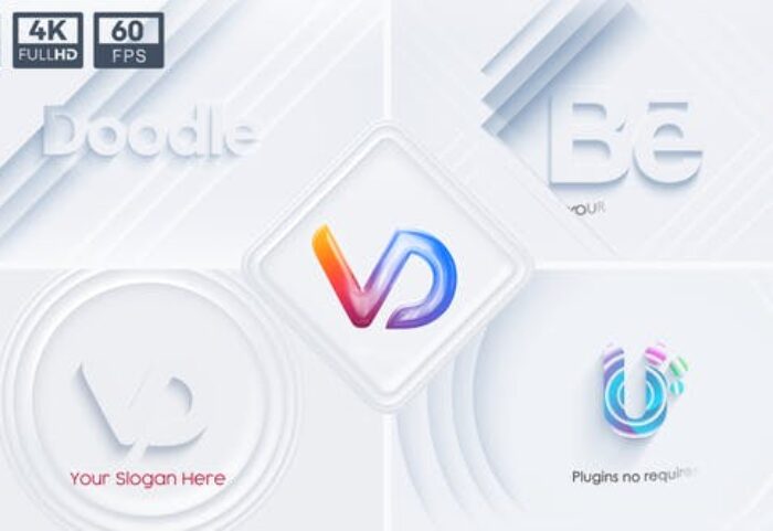پروژه آماده افتر افکت نمایش لوگو حرفه ای با موزیک Neumorphism Logo Animations Set