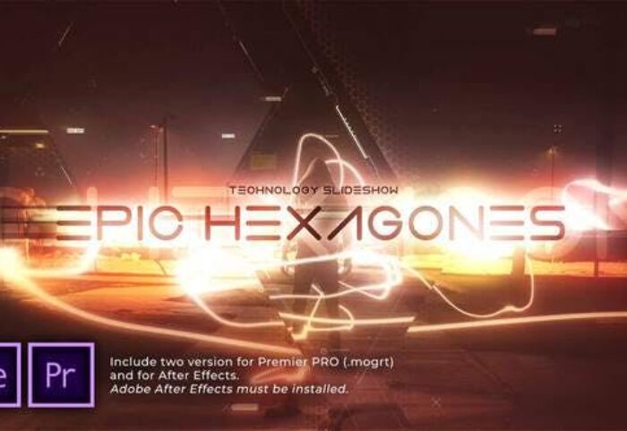 پروژه آماده پریمیر اسلایدشو سینمایی با موزیک Epic Hexagones Technology Slideshow