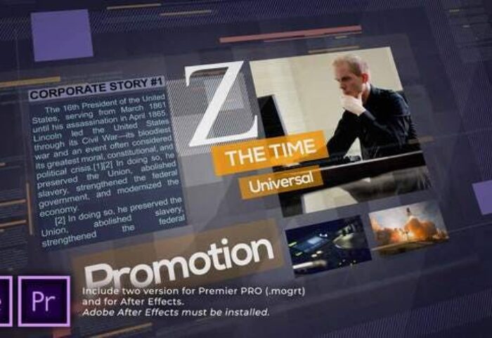 پروژه پریمیر با موزیک معرفی شرکت تم مدرن Z Time. Universal Corporate Promo
