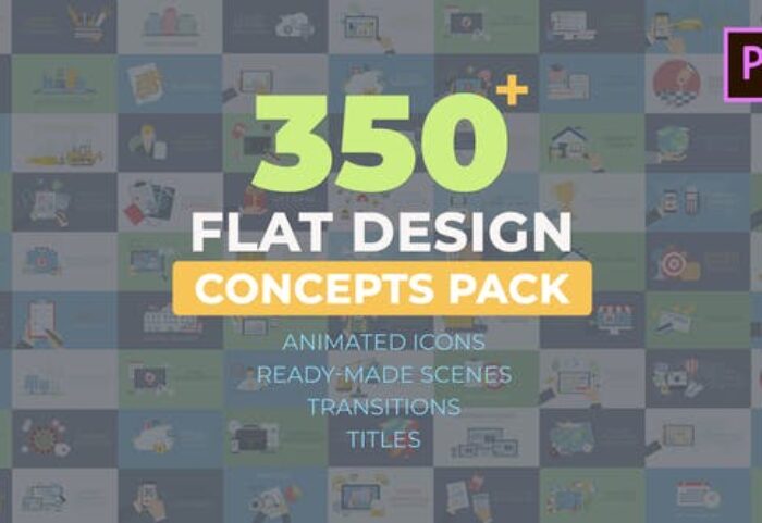 پکیج 350 سکانس پریمیر برای اینفوگرافیک Flat Design Concepts