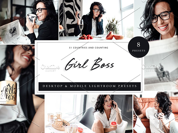 24 پریست رنگی لایت روم حرفه ای Girl Boss Lightroom Presets 24 پریست رنگی لایت روم حرفه ای Girl Boss Lightroom Presets